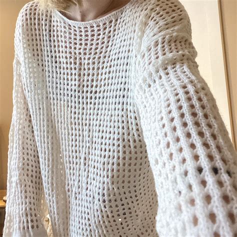 White Mesh Bikini Cover Up Size SM Depop