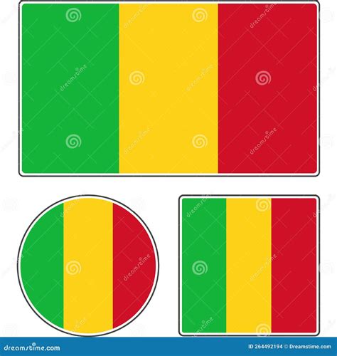 National Flag of Mali. Green Yellow Red Vector Illustration. Stock