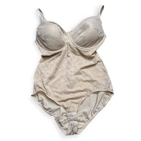 BALI NUDE LACE Insets Built In Underwire Firm Control Shapewear Size DD PicClick UK