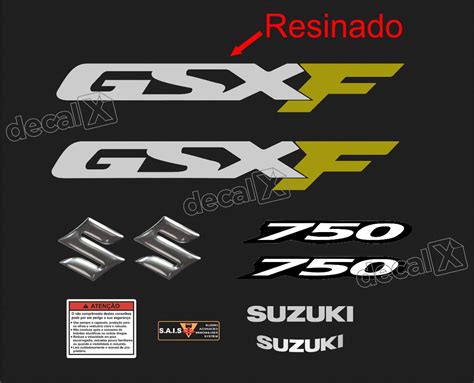 Kit Jogo Faixa Emblema Adesivo Suzuki Gsxf Cr R Em