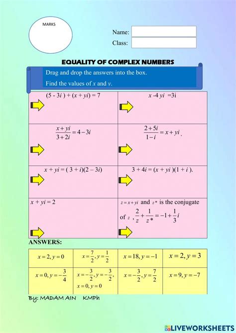 Operations Of Complex Numbers Worksheet Worksheets Library