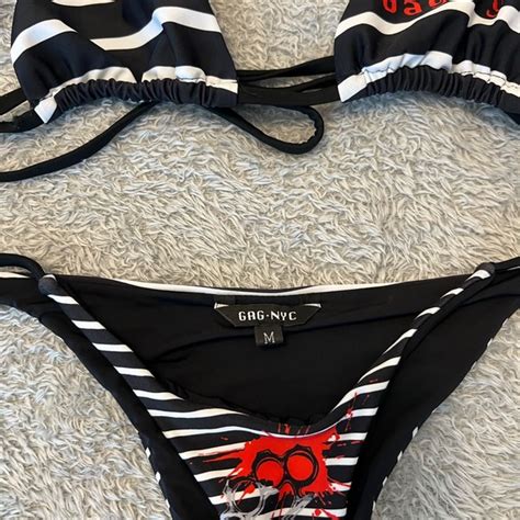 Gagnyc Swim Black And White Striped Bikini Poshmark