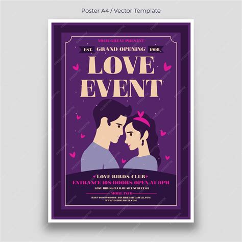 Plantilla De Póster De Pareja Para Eventos De Amor Vector Premium