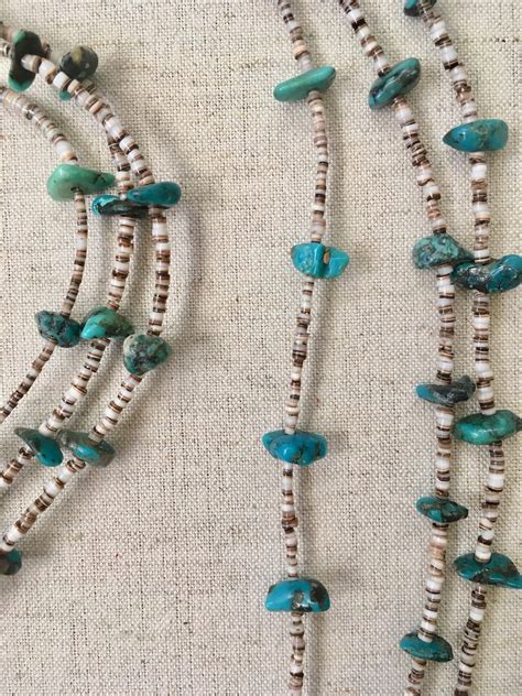 Turquoise Heishi Necklace Multi Strand Vintage Native American Shell