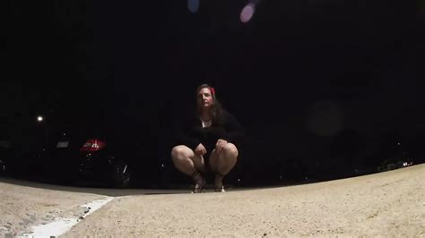 Sissy Mature Cd Out And About Outdoors At Night In A Parking Lot For Showing Off Shemale Porn