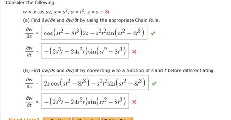 Solved Consider The Following W X Cos Yz X S Y T Chegg