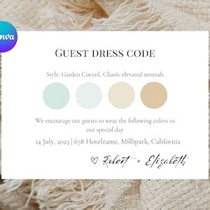 Guest Dress Code Canva Wedding Attire Palette Attire Request Card