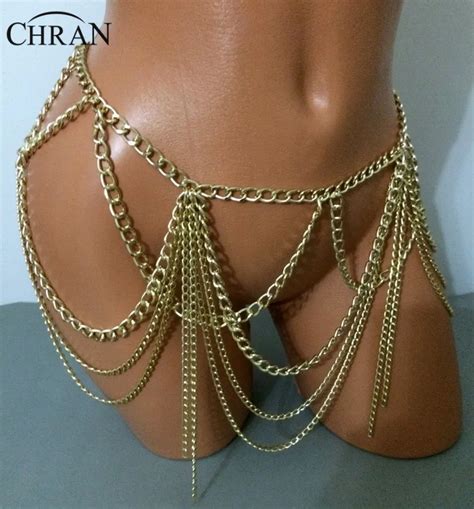 Chran Gold Silver Color Dangle Multilayer Tassel Women Sexy Bikini Beach Body Chain Link