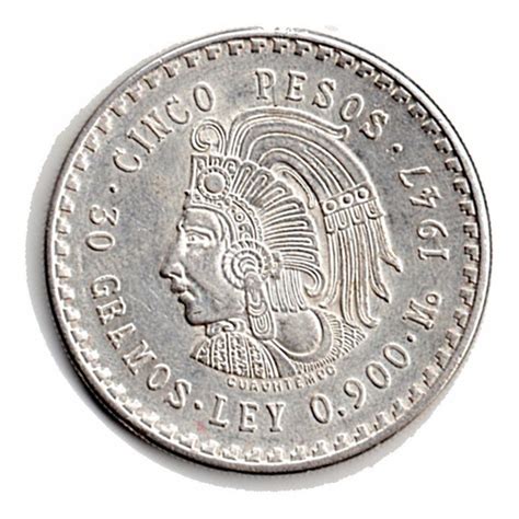 Una Moneda Mexicana Plata 900 Año 1948 Cuauhtemoc P10 520 00 en