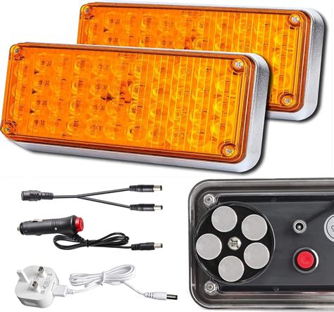 Upgraded Wireless Strobe Flashing Lights 2x42led Magnetic Hazard