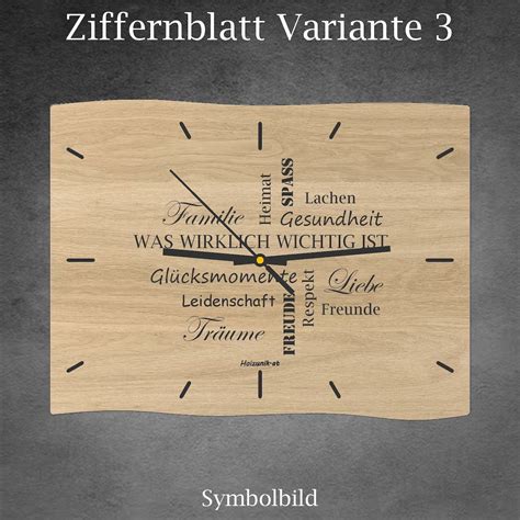 Wanduhr Eckig Leben Holz Eiche Massiv Natur Hoizunikat