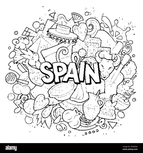 Spain Hand Drawn Cartoon Doodle Illustration Funny Spanish Design