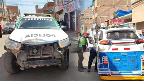 Juliaca Choque De Un Patrullero Y Una Moto Torito Dej Un Herido Y