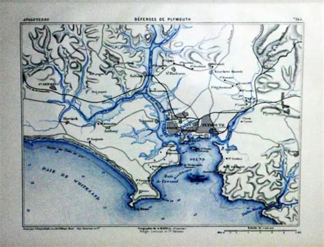 Original Mappa Militare Marga Carte De Defenses De Plymouth