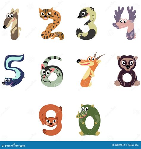 Numbers Like North America Animals Stock Vector - Image: 42827542