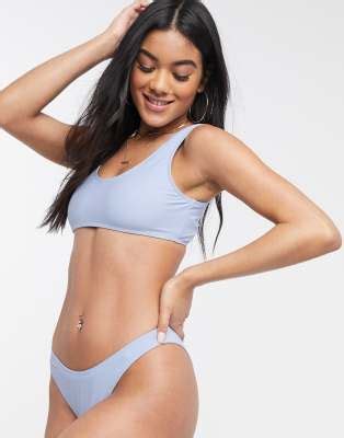 Missguided Mix And Match Boomerang Bas De Bikini Taille Haute Bleu ASOS
