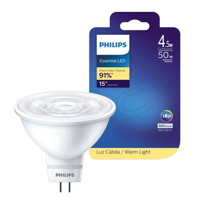 FOCO SPOT PHILIPS LED ESSENTIAL MR16 4 5 WATTS LUZ CÁLIDA The Home