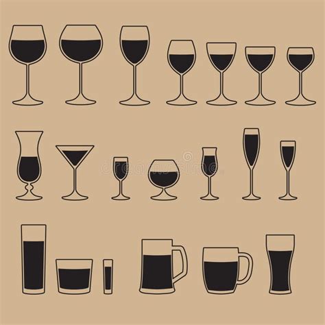 Set Icons Of Beer Glass Silhouettes Vector Stock Vector Illustration Of Imperial Snifter