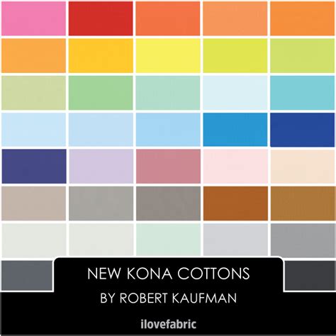 Kona Fabric Color Chart