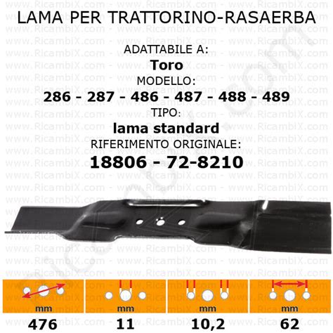 Lama Per Trattorino Rasaerba Toro 286 287 486 487 488 489