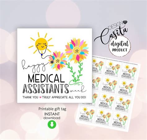 Happy Medical Assistant Week Printable Favor Gift Tagcma Etsy White