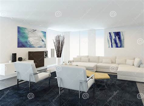 Modern White Sitting Room Interior Stock Illustration Illustration Of