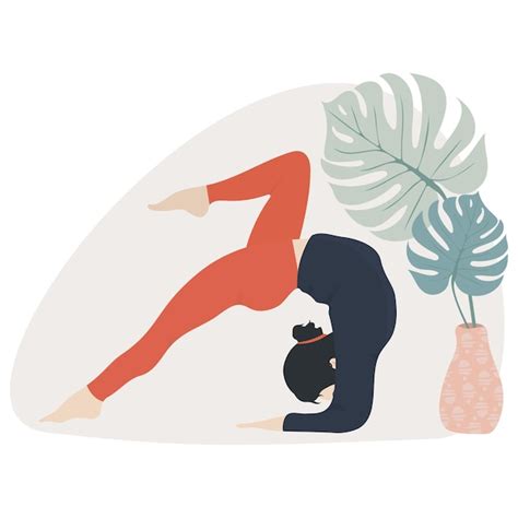 Premium Vector A Woman Doing Yoga In Front Of A Plant