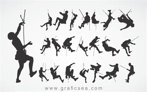 Rock Climbing Solid Vector Silhouette Pack Free Download Graficsea