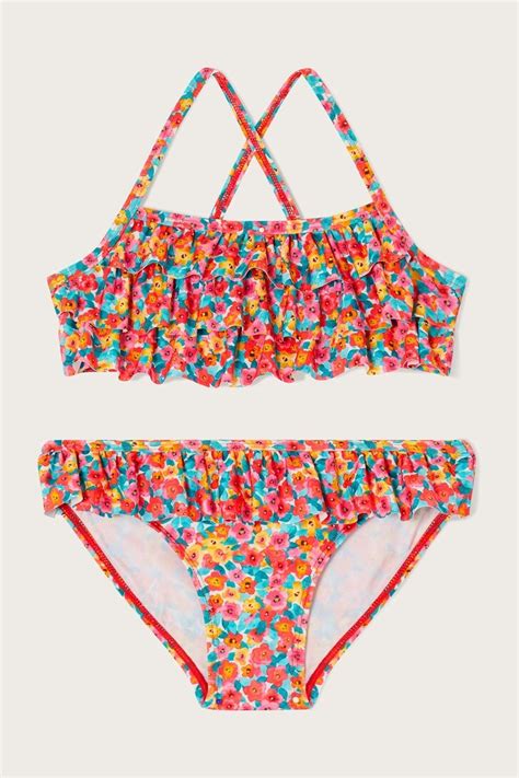 Girls Bikini Set Swimwear Red Ditsy Ruffle Bikini Set Girls Bikinis And Bikini Price
