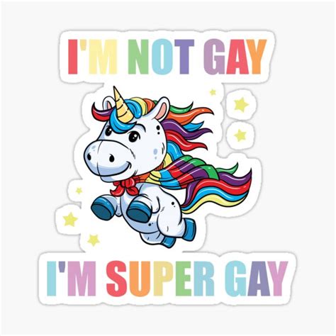Lgbt Funny Rainbow Unicorn Super Gay Lesbian Pride Sticker For Sale By Haselshirt Redbubble