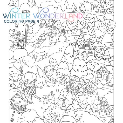 Winter Wonderland Adult Coloring Page Cute Christmas | Etsy