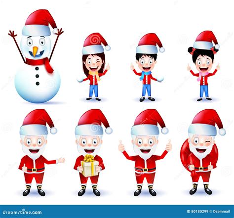 Christmas Animated Characters Vector Pack on Background Stock Vector ...