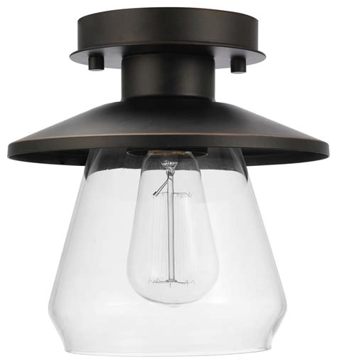 Nate 1 Light Oil Rubbed Bronze Semi Flush Mount Ceiling Light