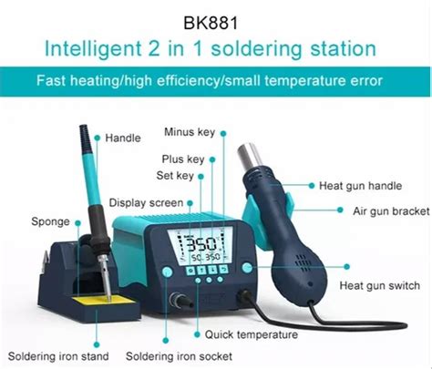 SOLDERING AND HOT AIR REWORK STATION BK 881 At 6850 Piece Soldering Station And Accessories