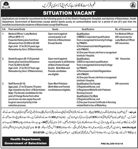 Health Department Balochistan Jobs 2024 Bts Application Form Last Date