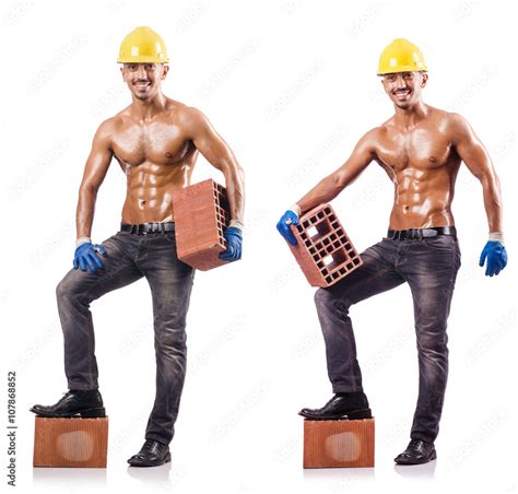 Composite Photo Of Naked Man With Bricks Stock Photo Adobe Stock