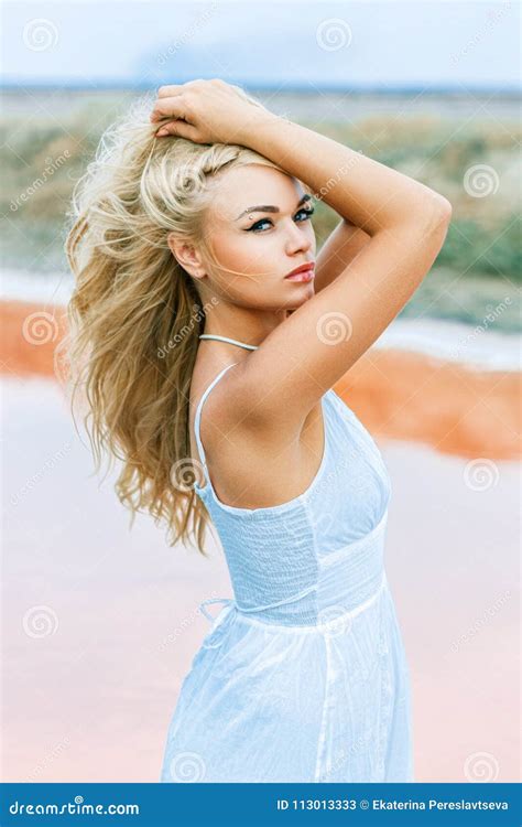 Portrait Of A Beautiful Blonde In Nature Stock Image Image Of Healthy Outdoor