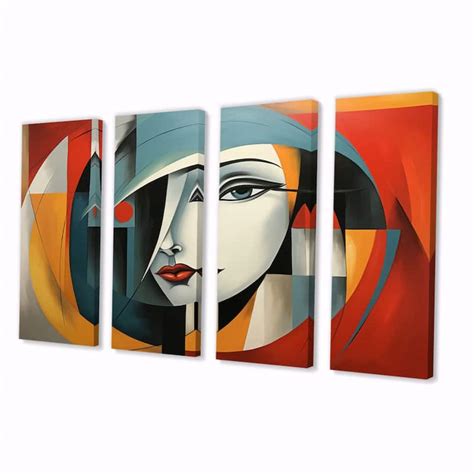 Designart Cubism Geometric Portrait Iv Cubism Multipanel Wall Art