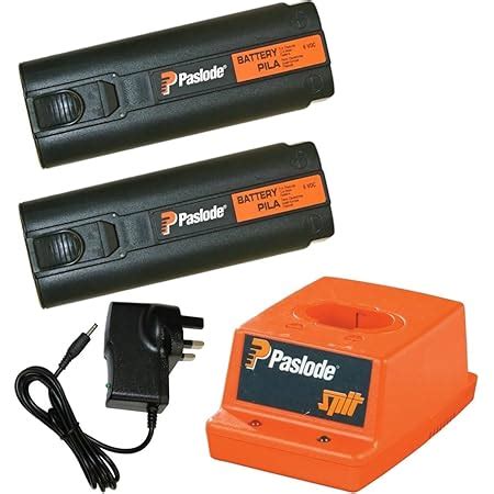 2x Paslode Batteries 6v 404717 Paslode Charger Base Wall Charger