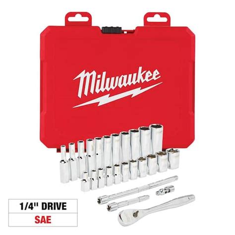 Milwaukee 1 4 In Drive SAE Ratchet And Socket Mechanics Tool Set 26