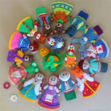 Большой набор Русских сказок. Настольный кукольный театр вязаный в ...