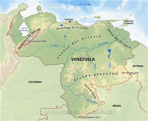 Mapa De De Venezuela - Mapa físico de Venezuela - Geografía de Venezuela