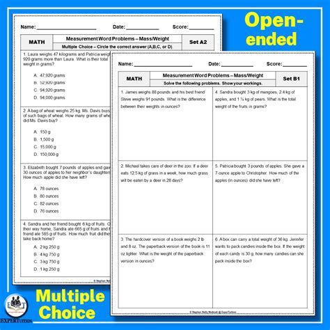 Measurement Conversion Word Problems Worksheets Mass And Weight Word Problems Made By Teachers