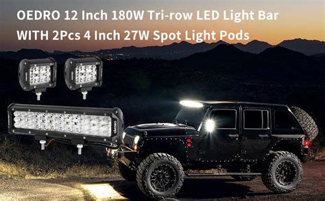 Amazon LED Light Bar 180W 12In Tri Row OEDRO LED Light Pod Spot