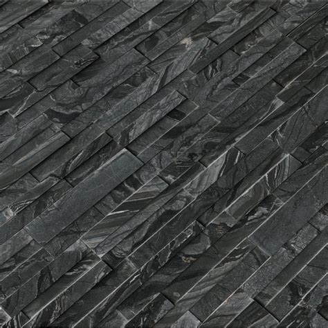 Glacial Black 6x12x6 3d Honed Corner Ledger Panel Stacked Stone