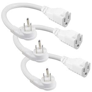 Amazon Pack Flat Wall Plug Short Power Extension Cord Inch