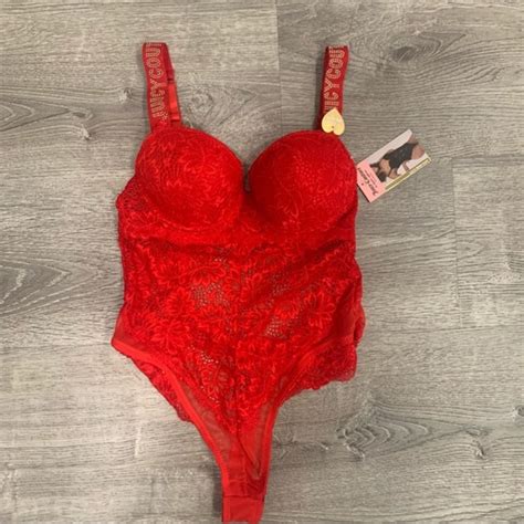 Juicy Couture Intimates Sleepwear Juicy Couture Red Lace Bodysuit Lingerie Poshmark
