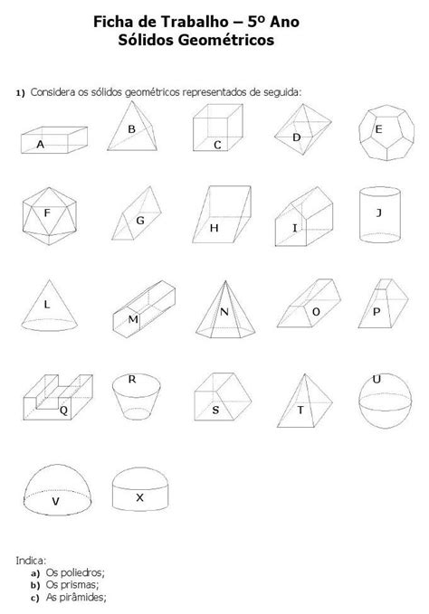 Rosearts Atividades para imprimir Separe os sólidos geométricos