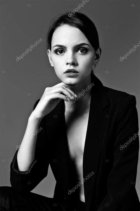 Portrait Of Cute Brunette Stock Photo By Smmartynenko