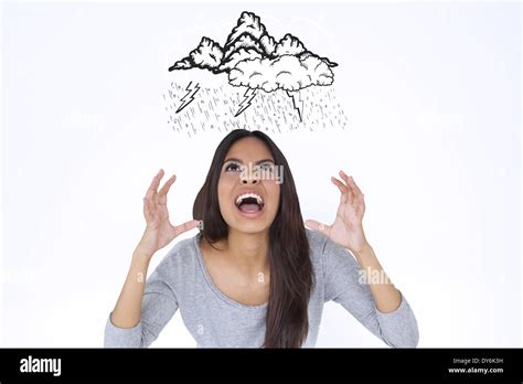 Composite Image Of Angry Brunette Shouting Stock Photo Alamy